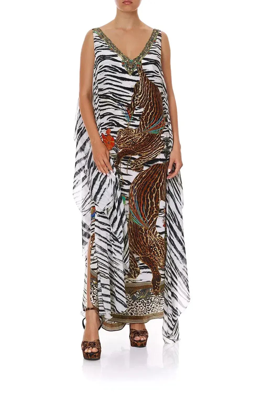 Camilla Cosmic Conflict Maxi Silk Dress Kaftan Size 14 photo 2