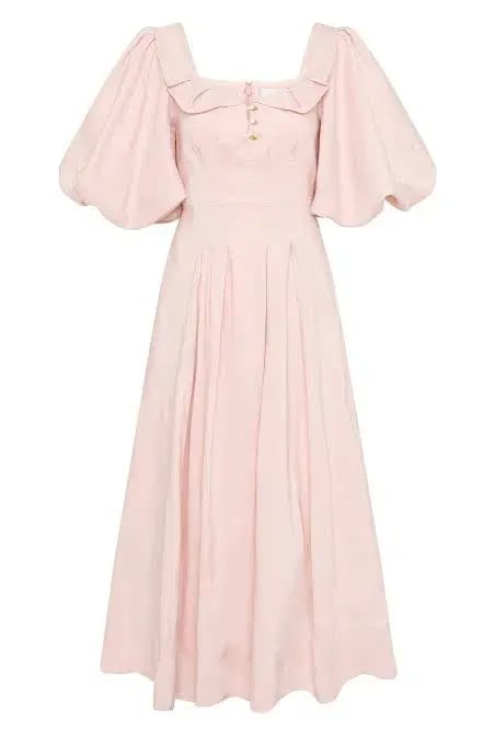 Aje Jessica Frill Midi Dress soft pink size 6 photo 5