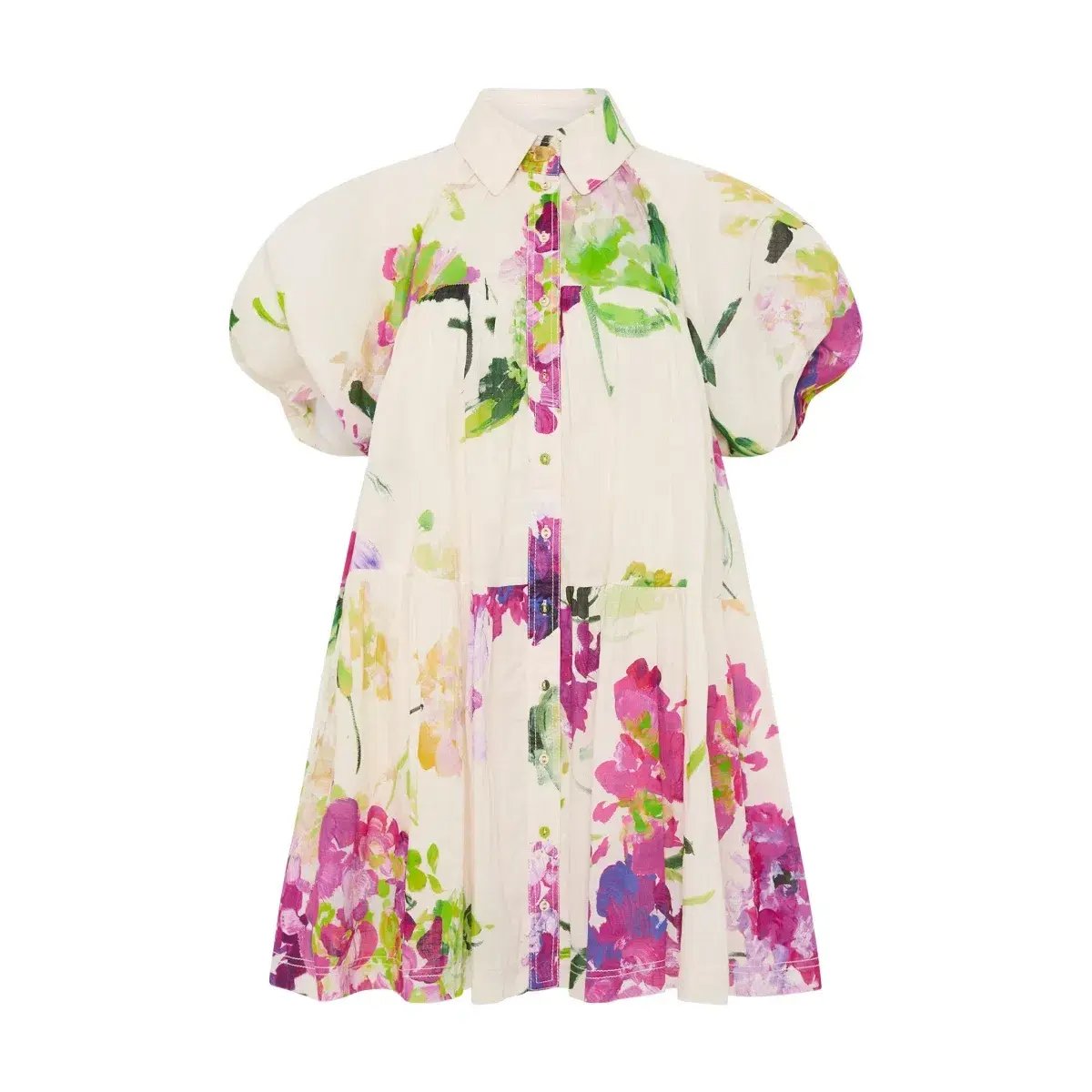 Aje Pablo Smock Mini Puff Sleeve Dress Wild Hydrangea Size 16 photo 5