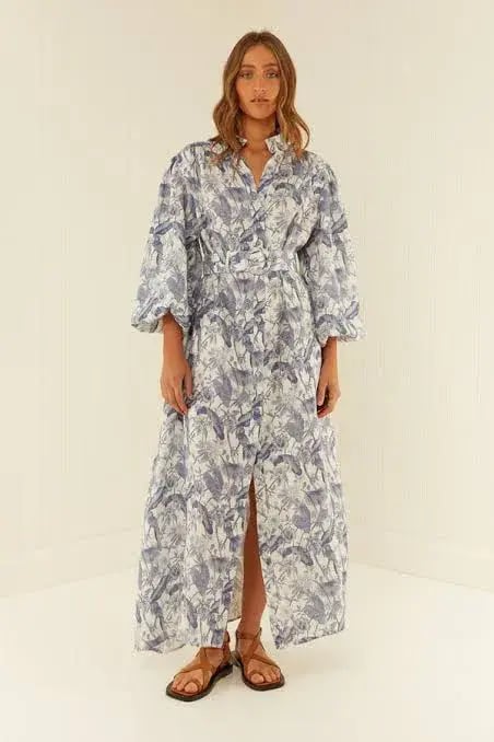 Palm Noosa Noddy Dress Blue Jungle Print Size 12 photo 7