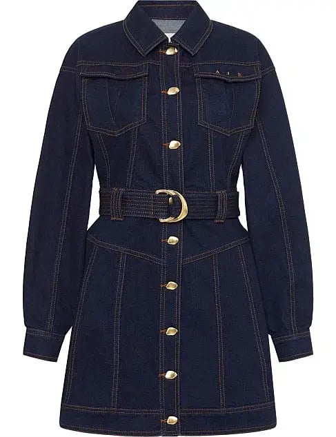 Aje Philia Belted Denim Mini Dress Blue Size 10 photo 4