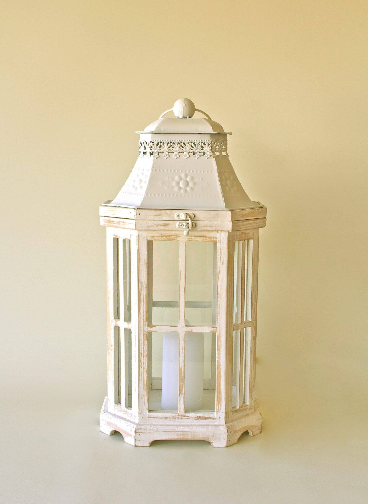 White Washed Wooden Lanterns photo 3