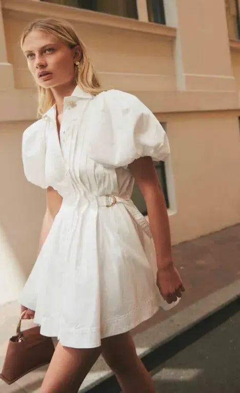 Aje Prairie Pleated Mini Dress Ivory Size 14 / XL photo 3