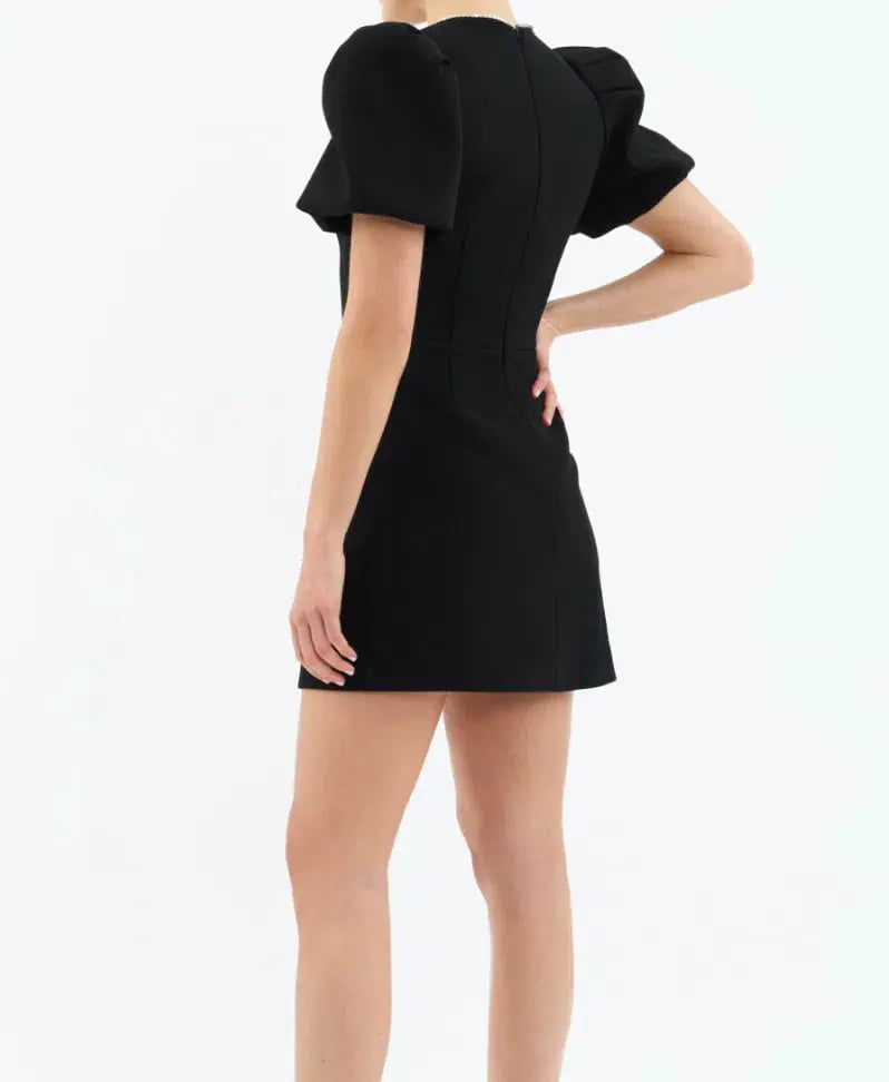 Rebecca Vallance Estella Puff Sleeve Mini Dress Black Size 10 photo 3