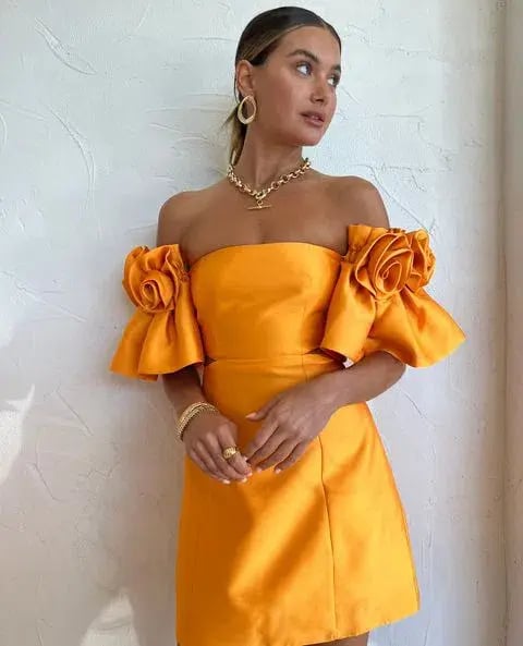 Alemais Masie Rosette Dress In Saffron Orange Size AU 6 photo 2