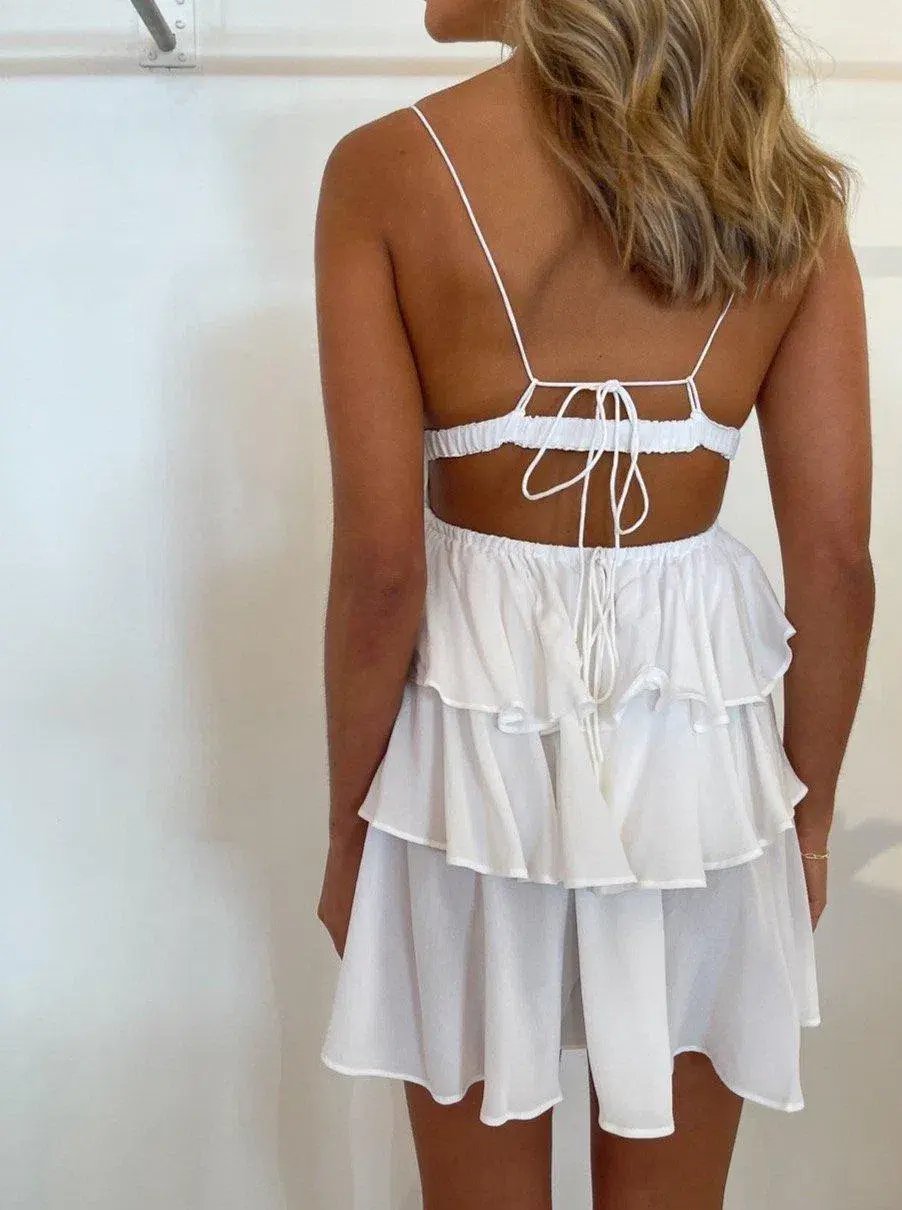 Joslin Liana Silk Mini Dress White Size 8 photo 3