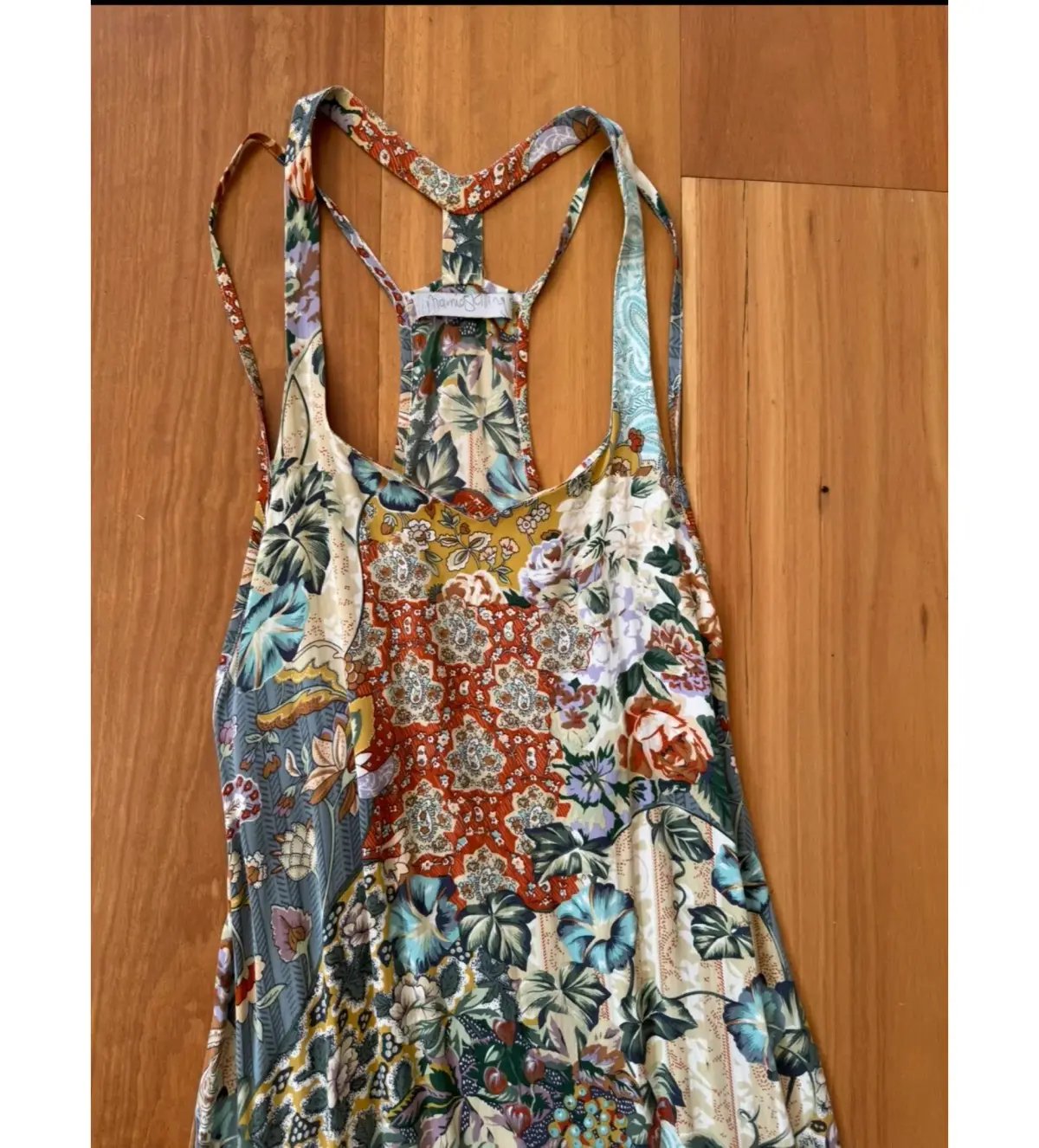Marnie Skillings Bohemian Silk Maxi Dress Multi Floral Size S AU 8 photo 3