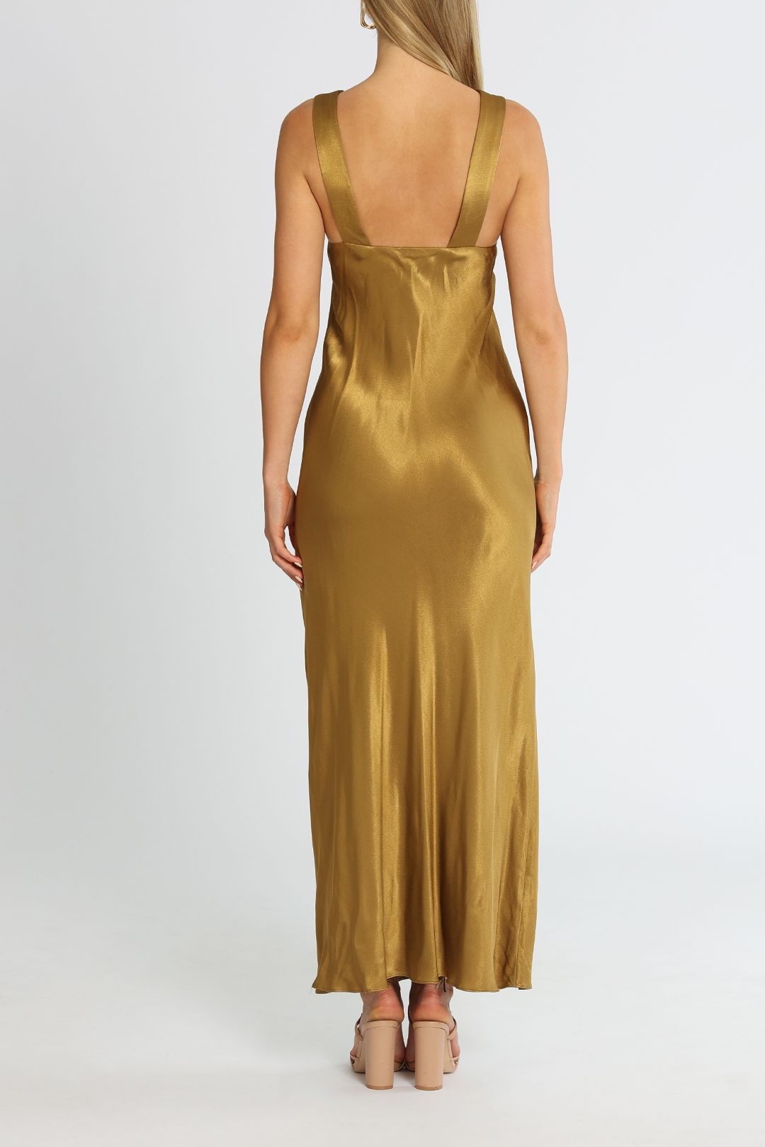 Giorgia Plunged Midi Dress - Olive Oil photo 3