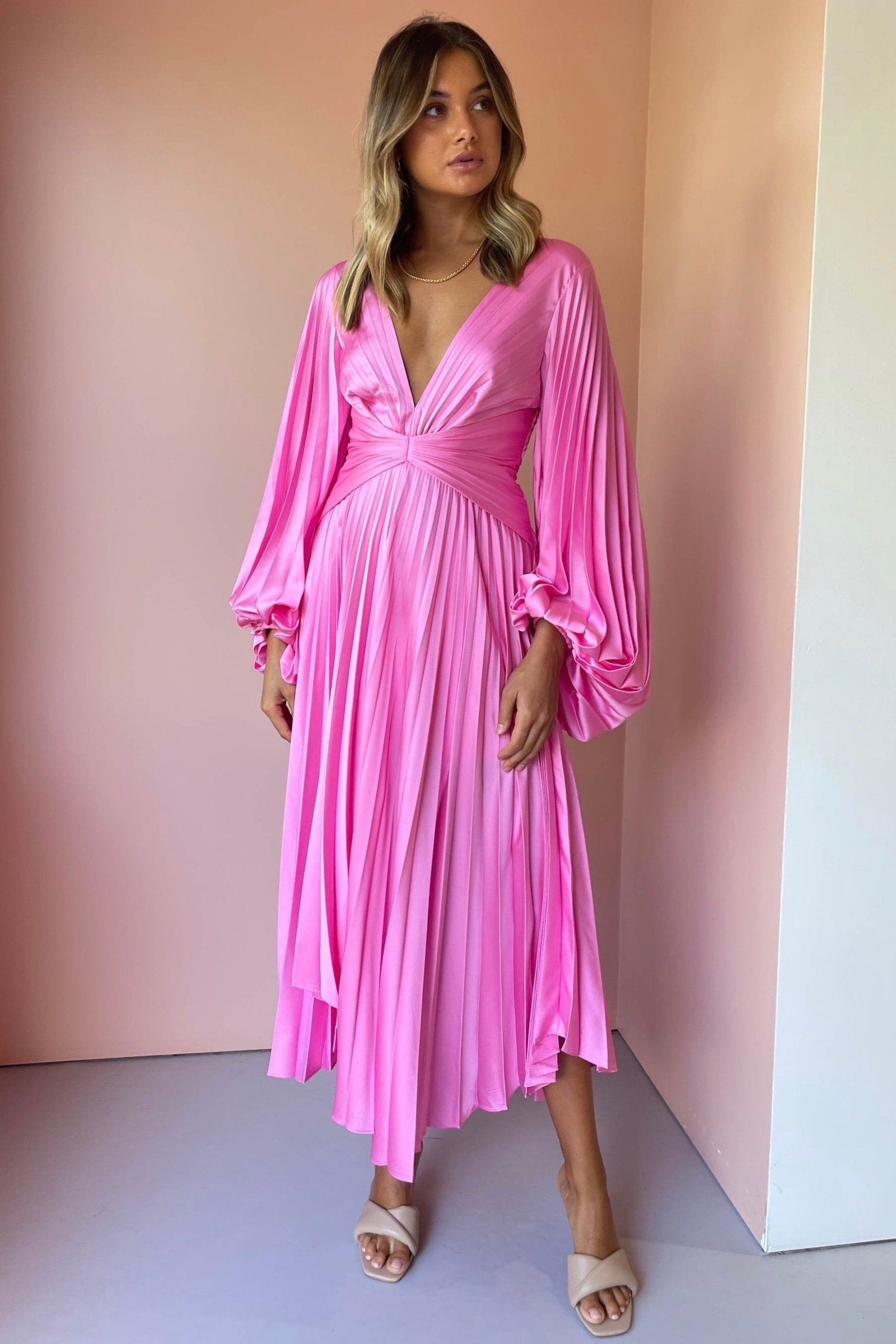 ACLER PALMS PLEAT DRESS - CONFETTI PINK photo 2