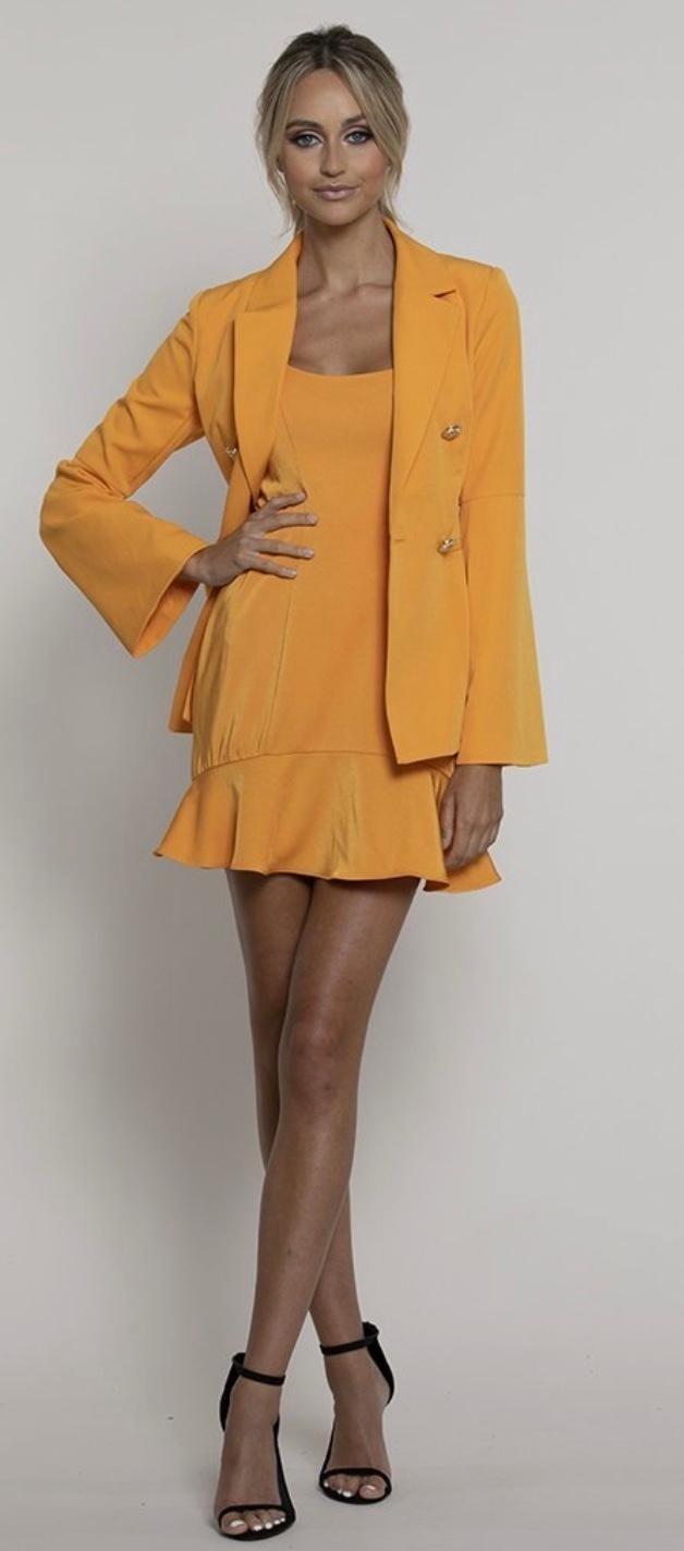Bariano Cuba Libre Frill Mini & Vermouth Jacket Set Yellow Size 10 photo 4