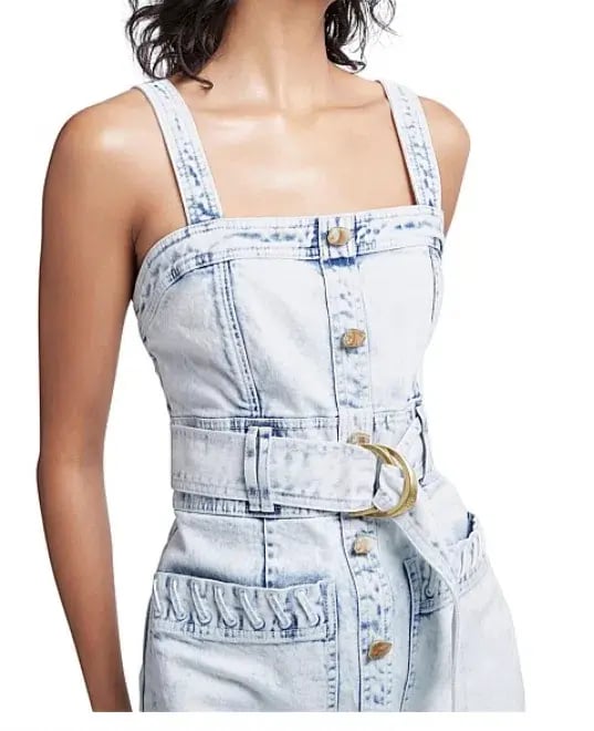 Aje Crafted Sleeveless Denim Mini Dress Acid Wash Size 10 photo 3