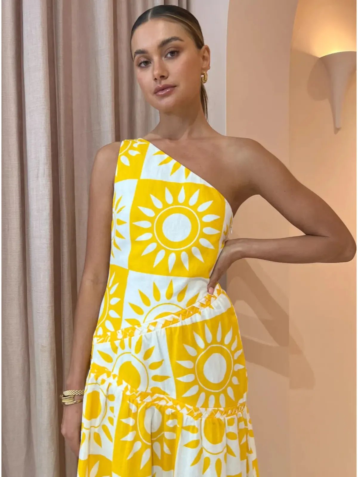 By Nicola Goldie One Shoulder Maxi Dress in Large Sol Size 12 photo 3