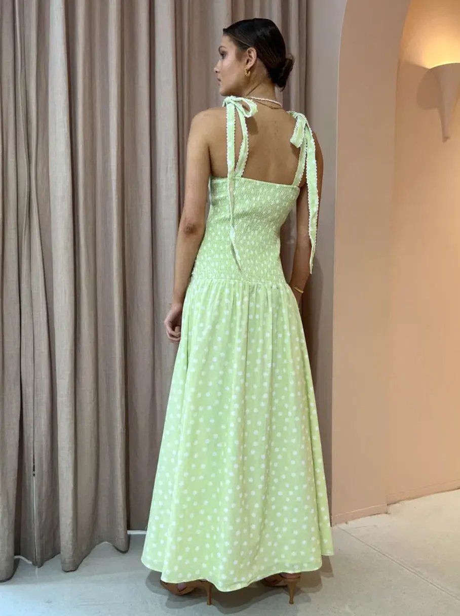 Issy Adore Dress in Key Lime Dot Print Size 10 photo 3