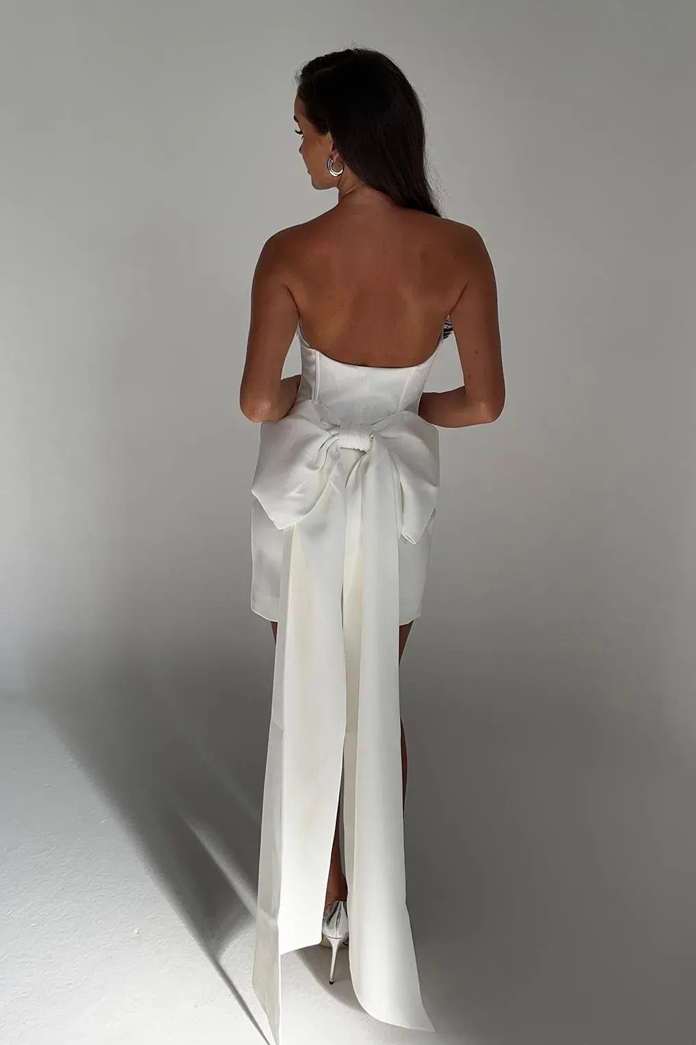 Meshki Meredith Strapless Bow Mini Dress White Size 16 photo 3