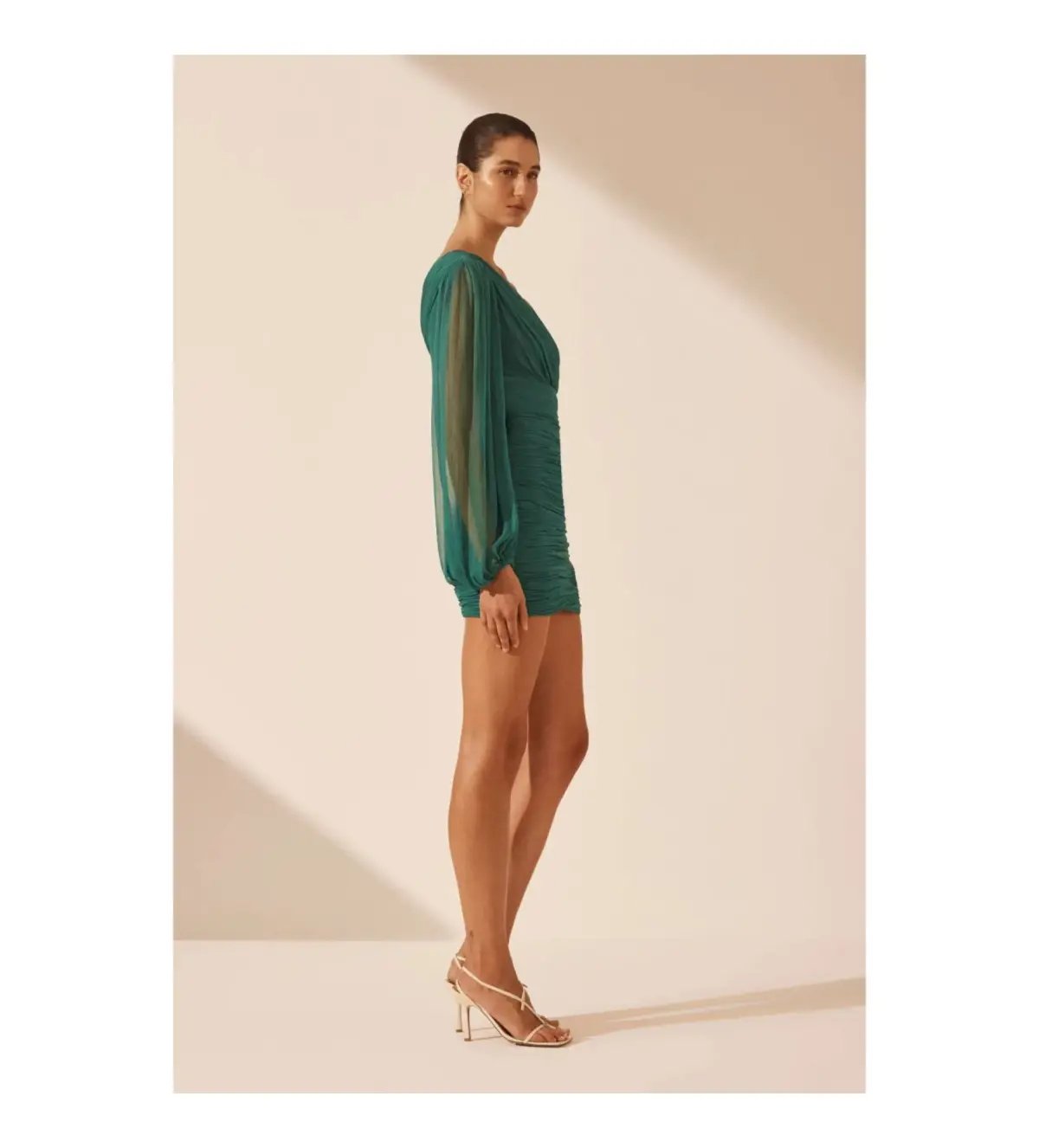 Shona Joy Margot One Shoulder Cut Out Mini Dress in Evergreen Size AU 10 photo 3