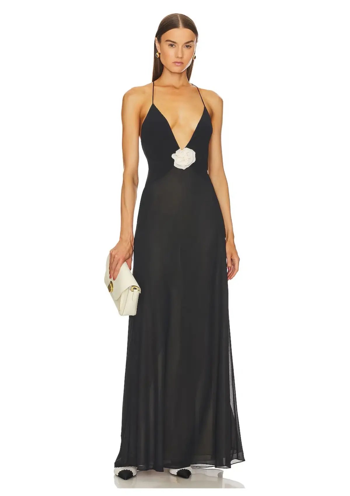 Helsa Deep V Sheer Slip Dress Black Size 8 photo 3