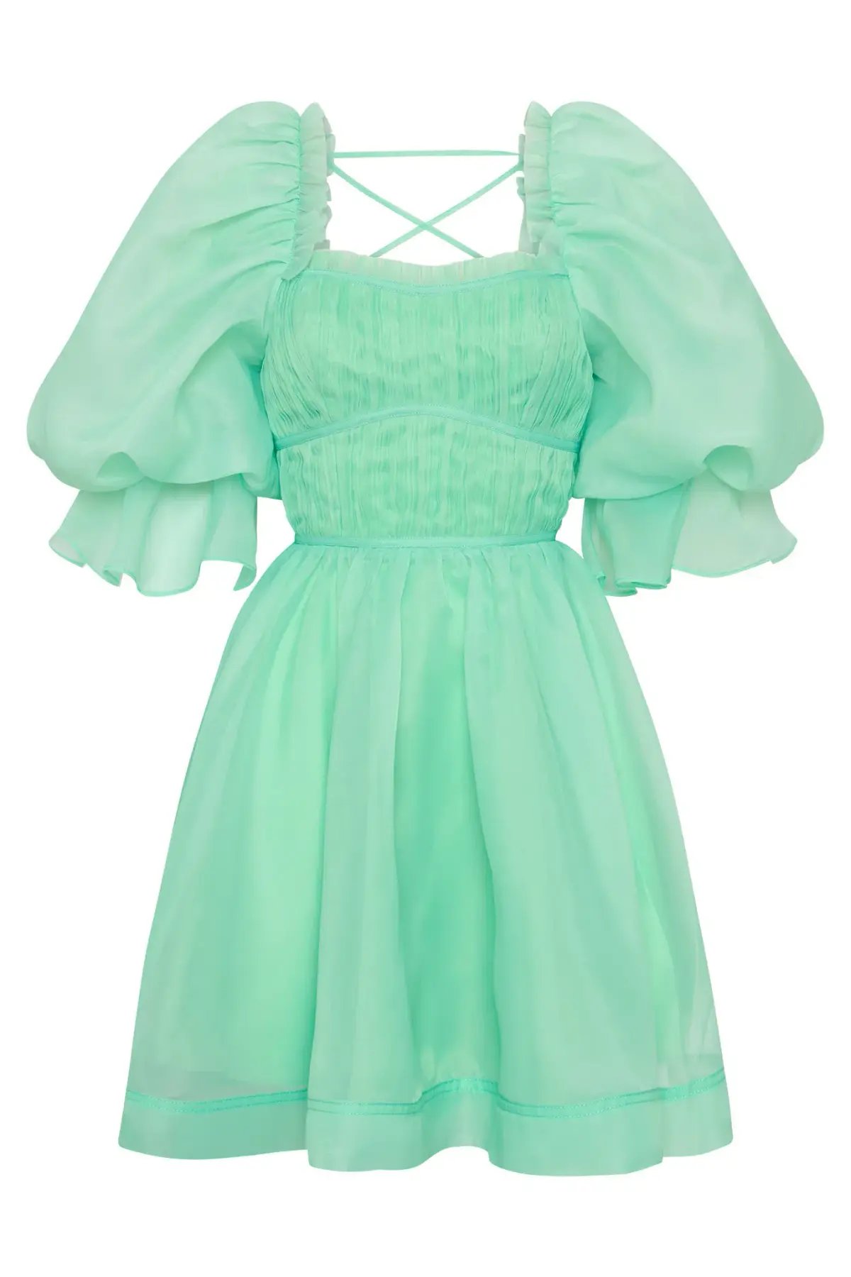 Aje Astrid Tie Back Dress Marine Green Size 12 photo 3