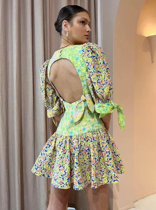 Alemais Daisy Spliced Mini Dress Multi Floral Size 10 photo 3