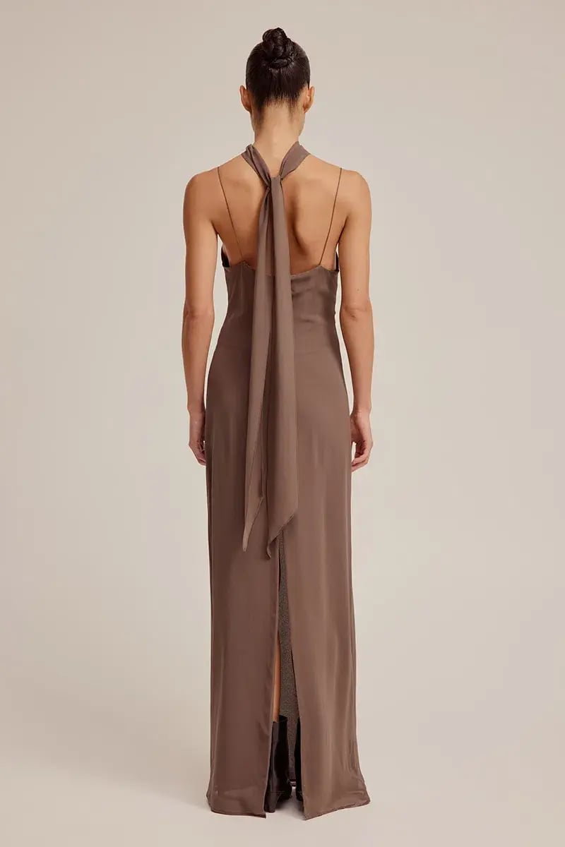 Venroy Silk Scarf Dress Brown Size 6 photo 2