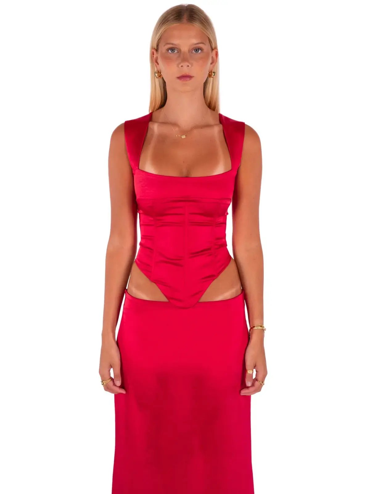 I Am Delilah Valerie Corset and Maxi Skirt Set Cherry Red Size S / AU 8 photo 2