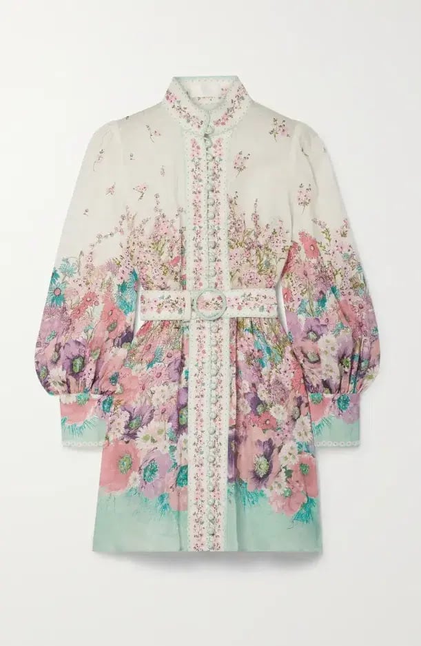 Zimmermann Jude Belted Floral-Print Linen Mini Dress Floral Size 3/AUS 14 photo 4
