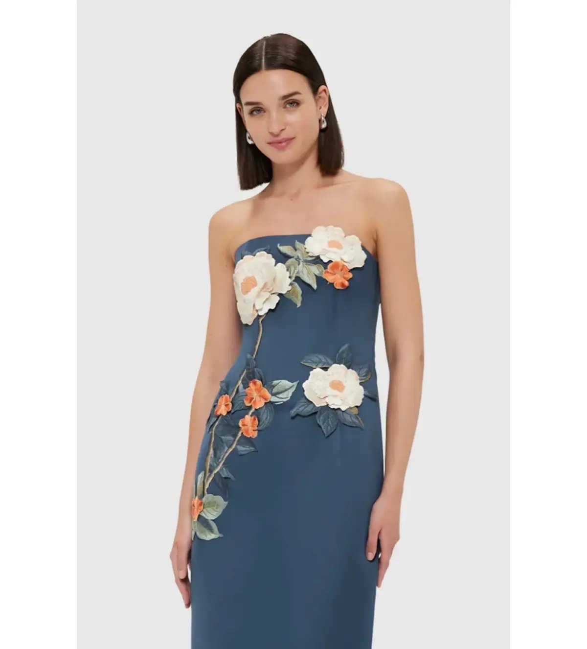 Leo Lin Rayna Appliqué Floral Bustier Maxi Dress Pear Blossom Size AU 12 photo 3