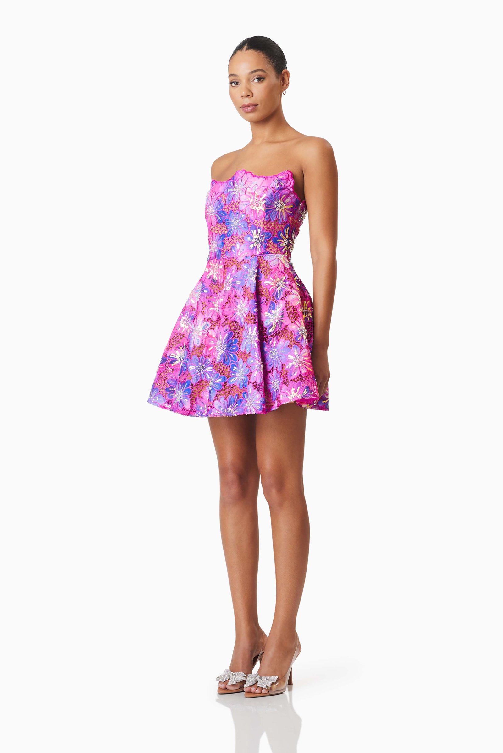 ELLIATT ABRIELLE FIT & FLARE MINI DRESS - PURPLE MULTI photo 4