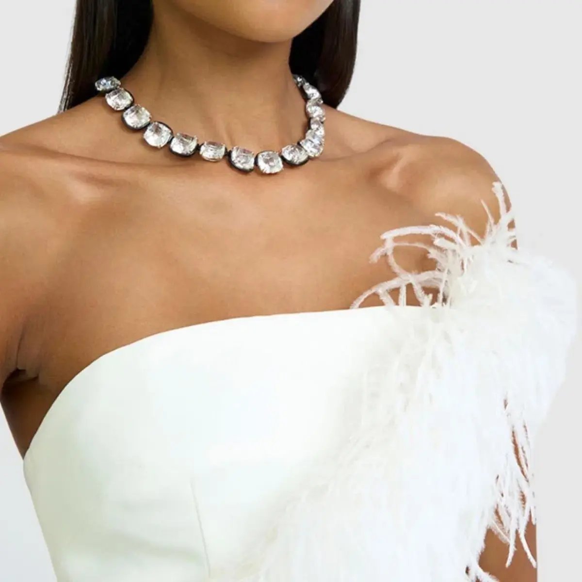 By Johnny Sadira Spiral Feather Mini Dress White Size 8 photo 2