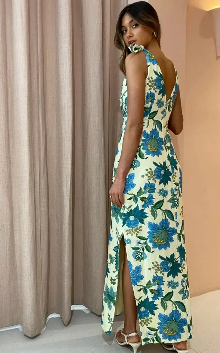 Sir Alexandre Tie Midi Dress Floral Size 8 photo 5