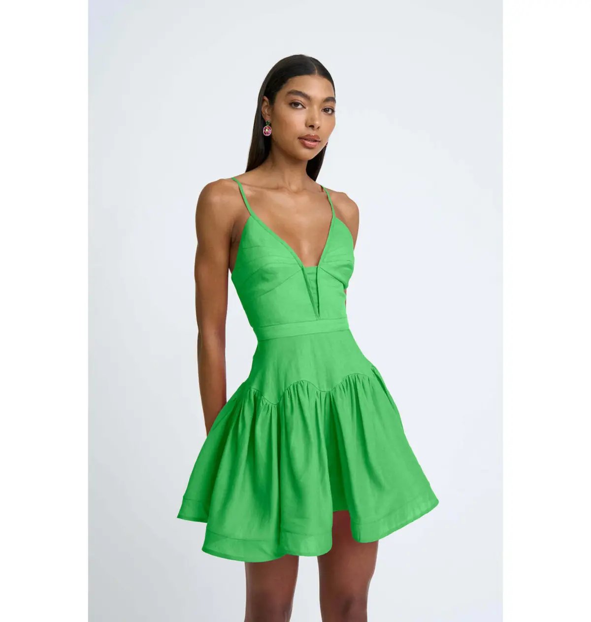 By Johnny Oriana Gather Panel Mini Dress Green Size AU 6 photo 3
