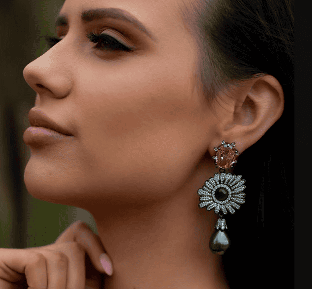 Ashlee Lauren Navi Earrings Pink & Emerald photo 6