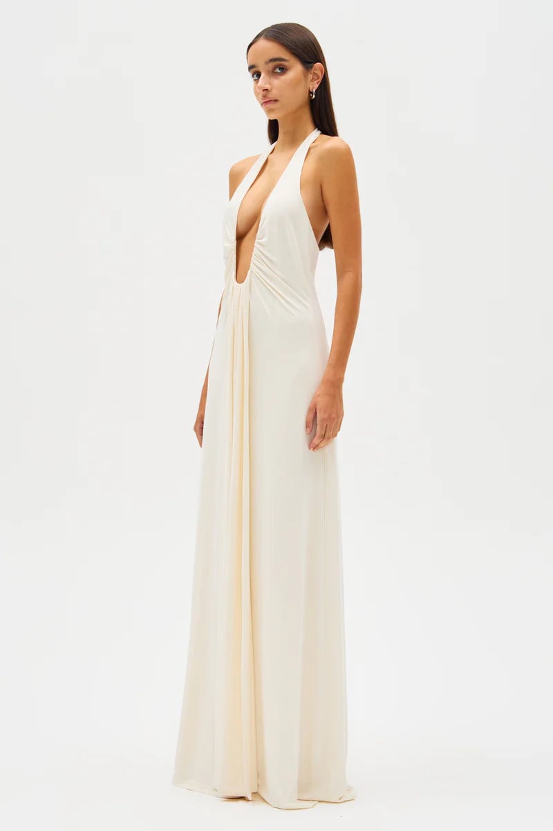 MISHA JENNIFER CUPRO MAXI DRESS - IVORY photo 2