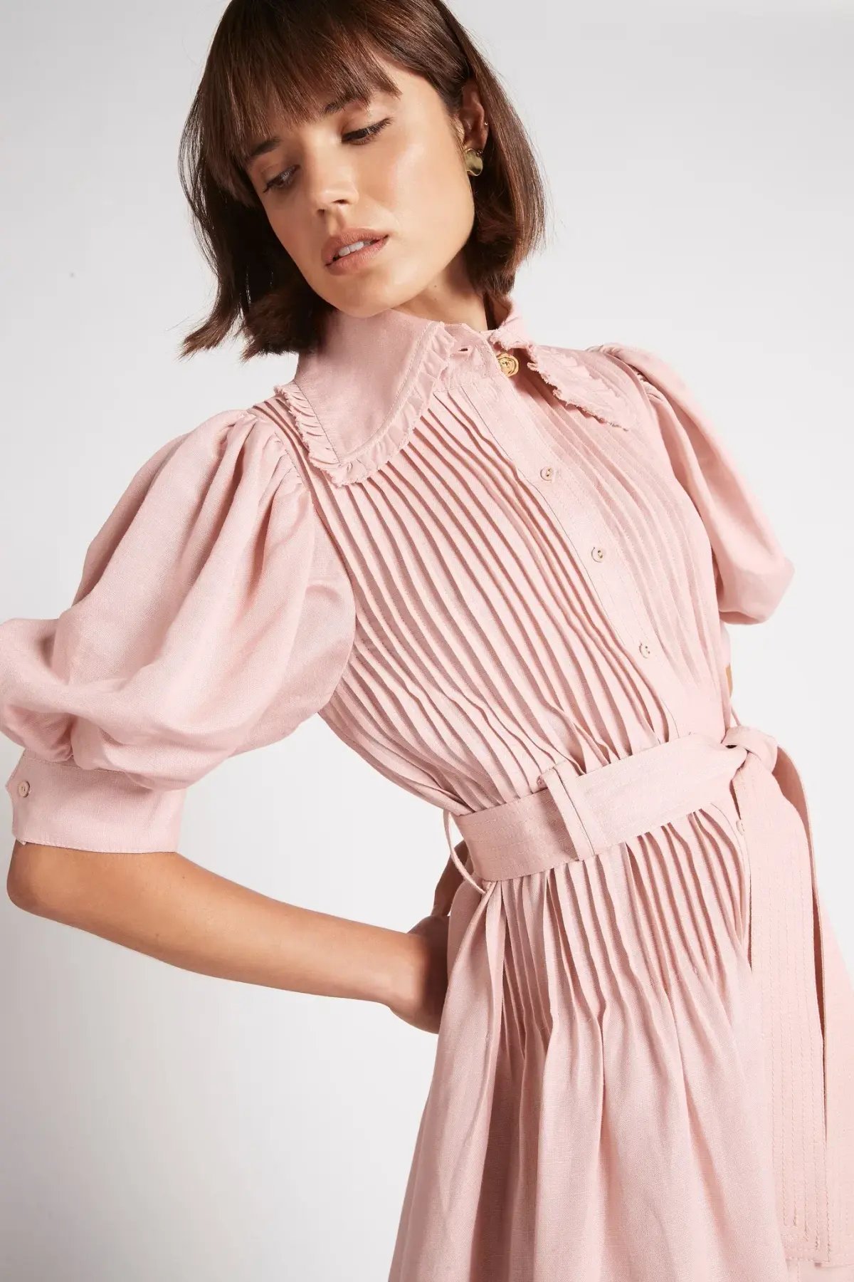 Aje Madeleine Belted Midi Dress Pink Size 16 photo 2