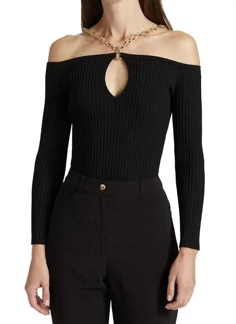 Jonathan Simkhai Quinn Off Shoulder Top Black Size 10 photo 4