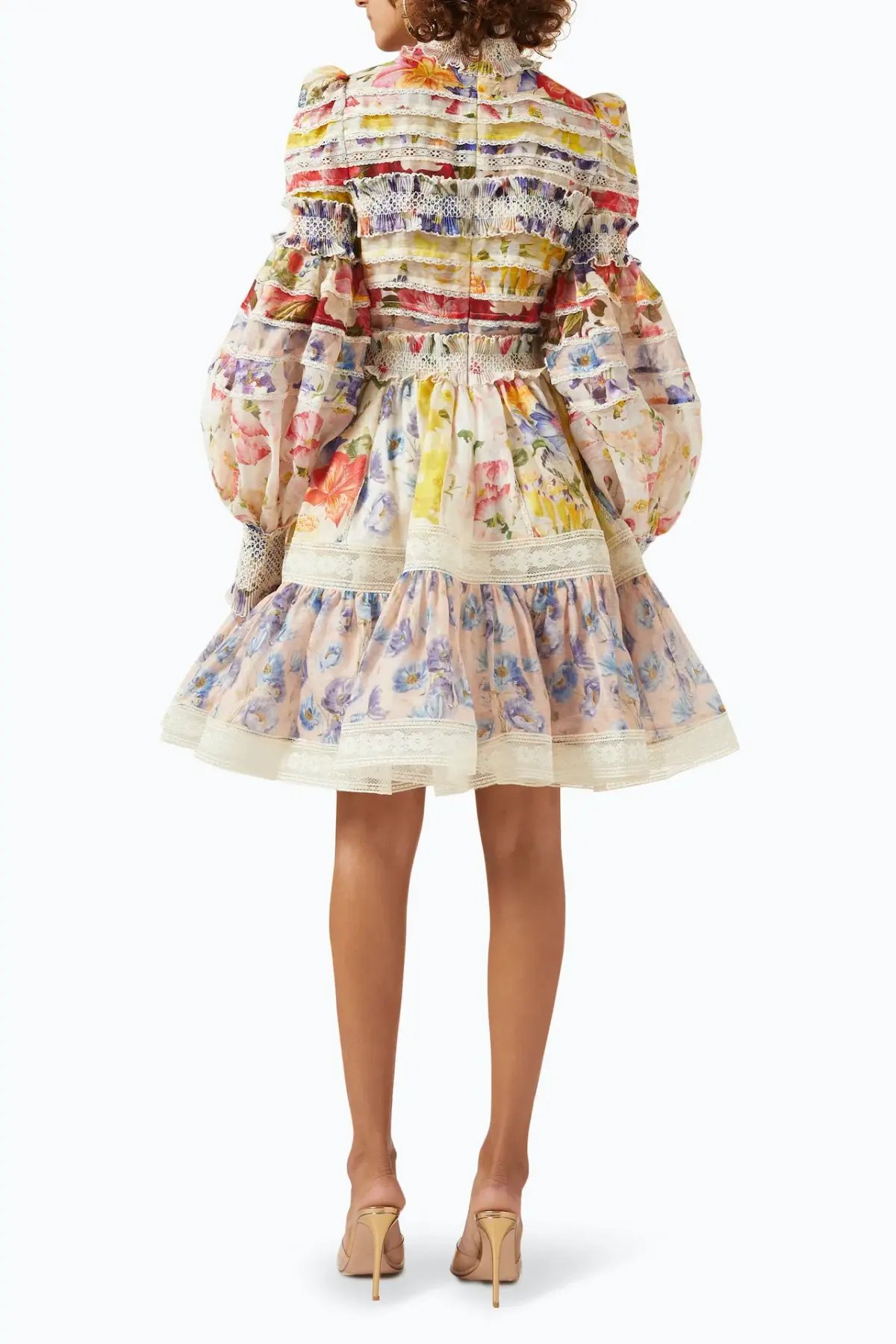 Zimmermann The Wonderland Smocked Mini Dress in Spliced Multi Floral Size 2 / AU 12 photo 2