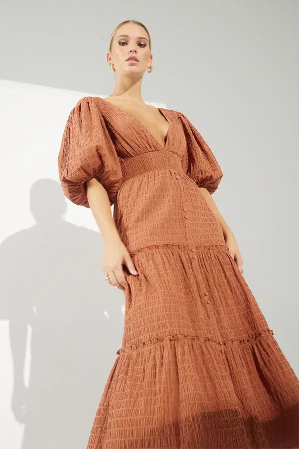 Sovere Reason Midi Dress in Cinnamon Brown Size 12 photo 3