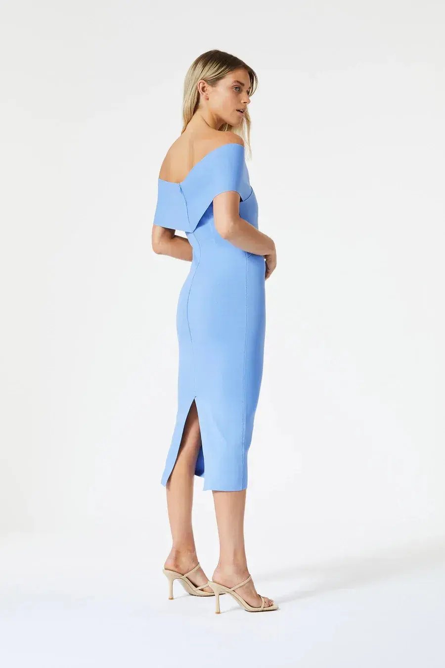 San Sloane Crossover Midi Dress Cornflower Blue Size XS photo 4
