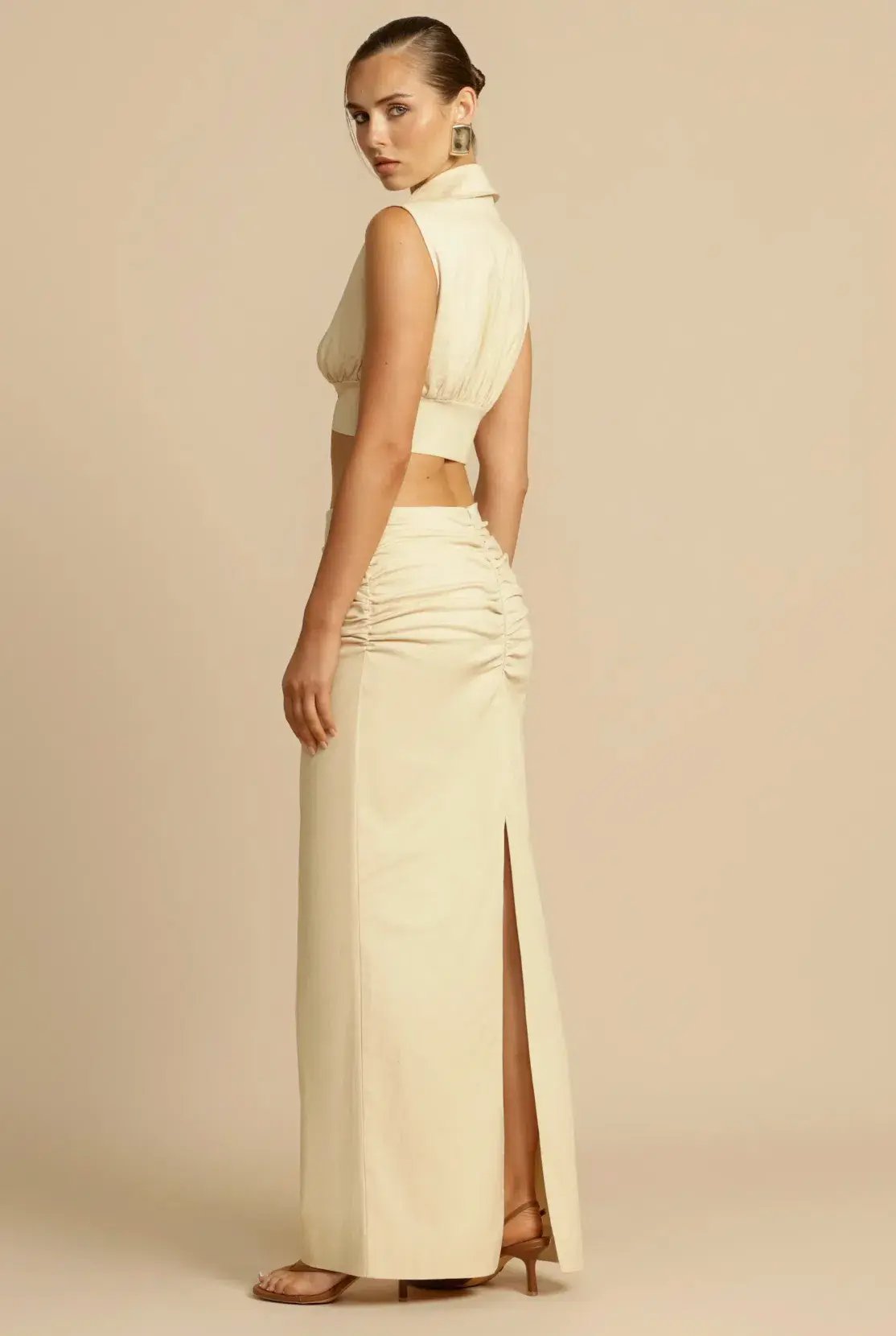 Arcina Ori Carmen Top & Skirt Set Stone Beige Size 6 photo 2