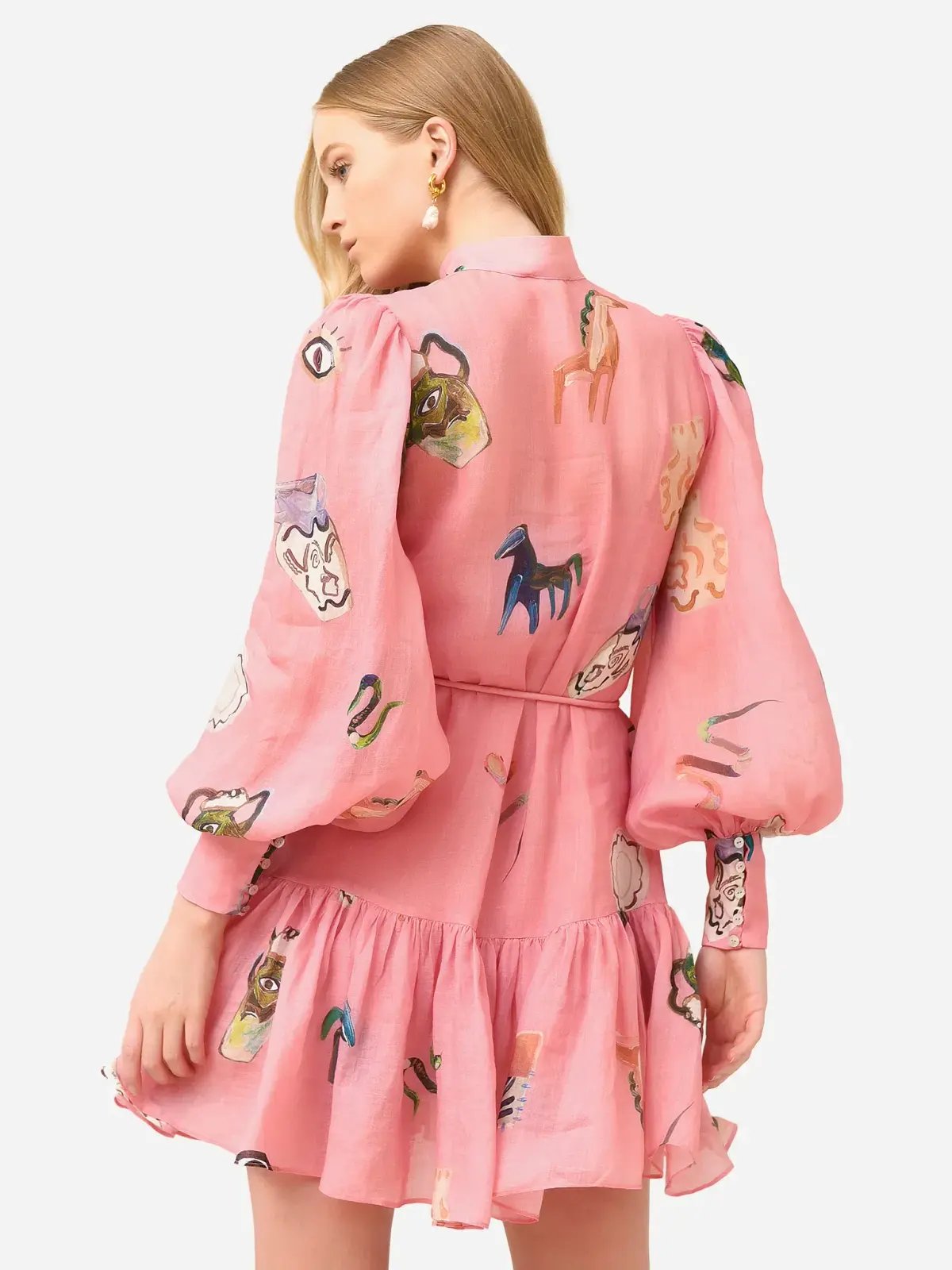 Alemais Cleo Smock Mini Dress Pink Size 8 AU photo 3