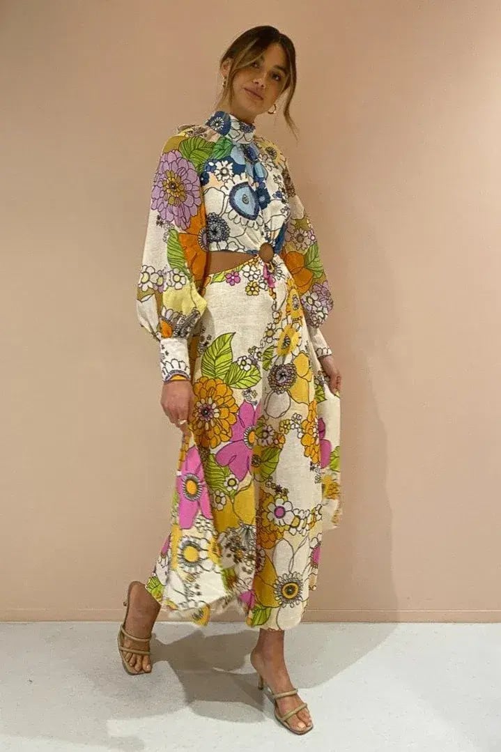Alemais Farrah Cut Out Midi Dress Multi Size 10 photo 2
