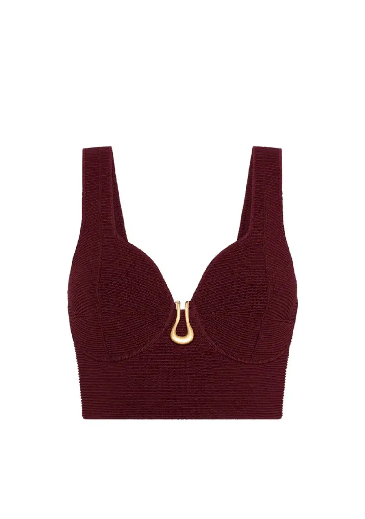 Aje Clay Sculptural Knit Bralette Burgundy Size AU 8 photo 4