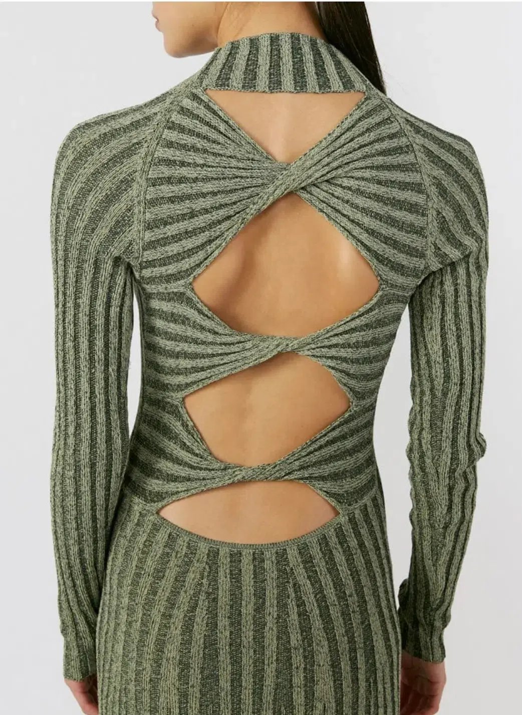 Dion Lee Twist Back Rib Knit Dress Green Size 8 photo 2