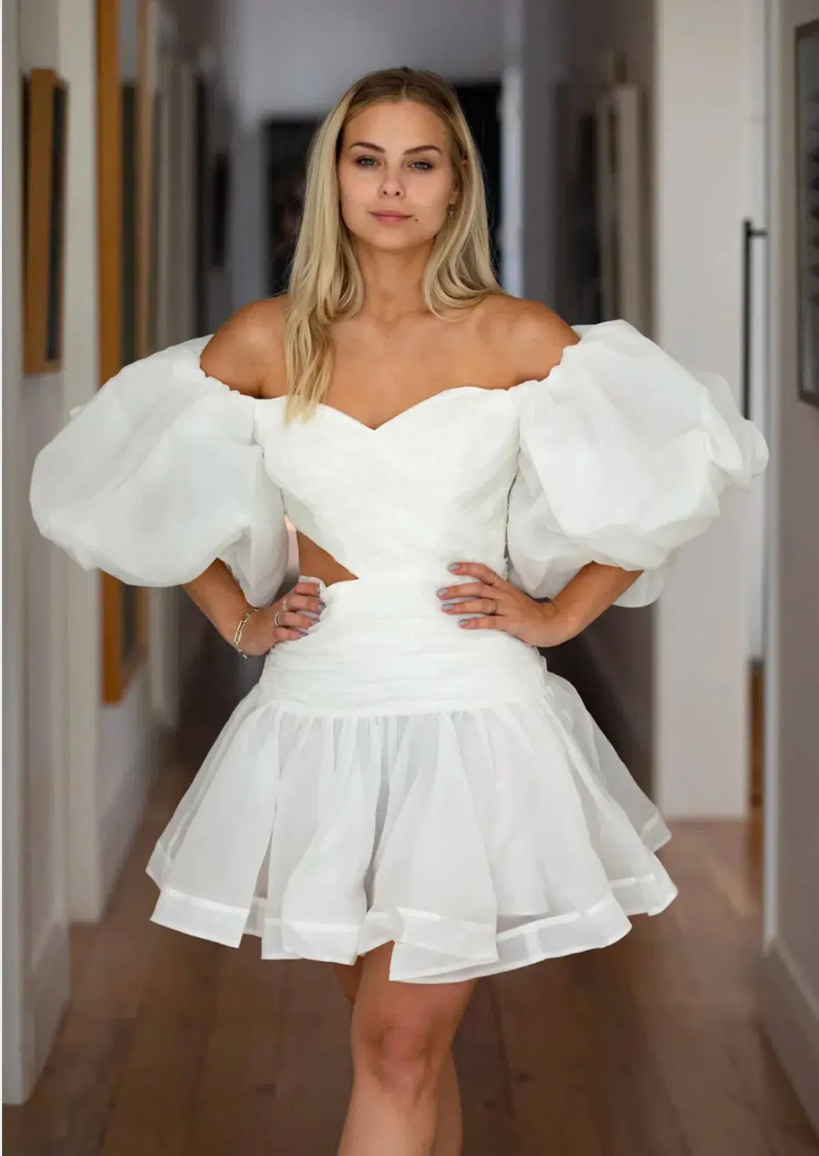 Aje Myriad Cut Out Mini Dress Ivory Size 10 photo 4