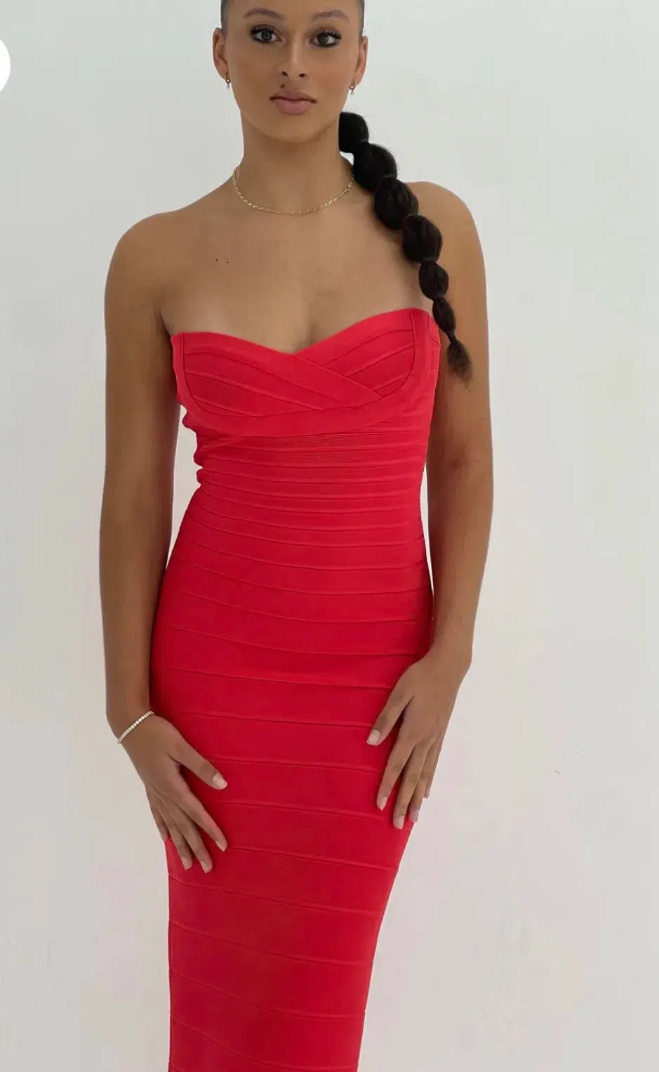 Herve Leger Strapless Gown Red Size S / AU 8 photo 2