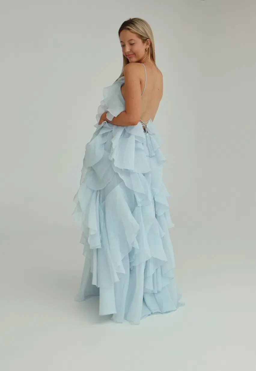 Aje Pandorea Layered Maxi Dress Silver Blue Size AU 8 photo 2