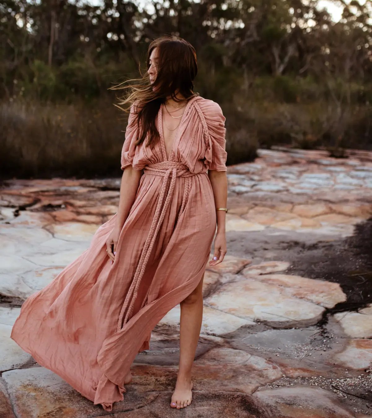 Chic Le Frique Ophelia Maxi Dress Salmon Pink One Size photo 5