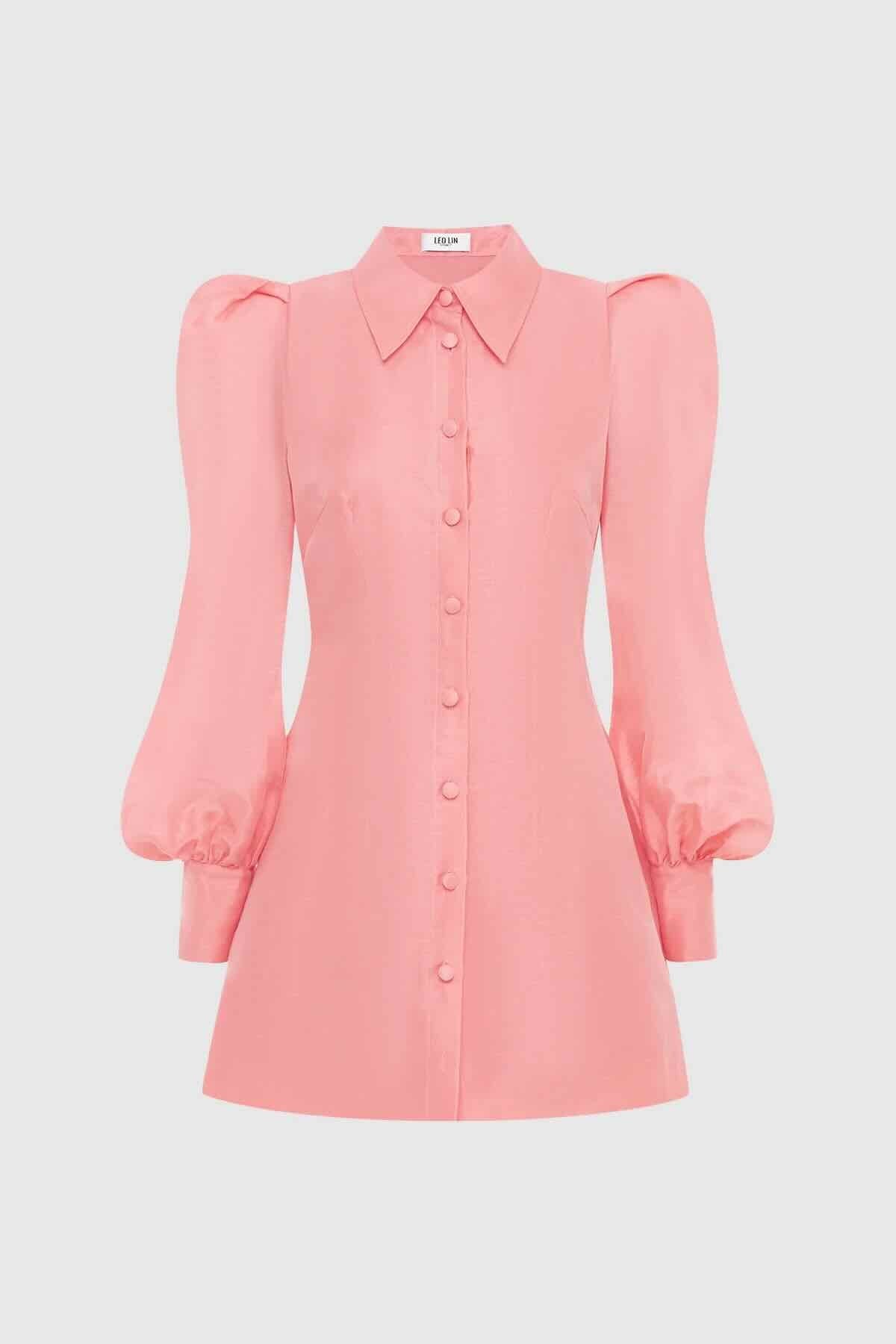 LEO LIN LANA STRUCTURED SHOULDER MINI DRESS - STRAWBERRY PINK photo 7