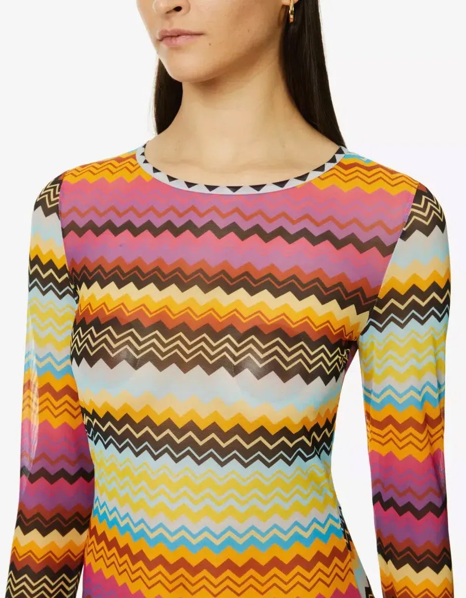Missoni Zigzag Semi-Sheer Knitted Mini Dress Multi Size AU 6 photo 3