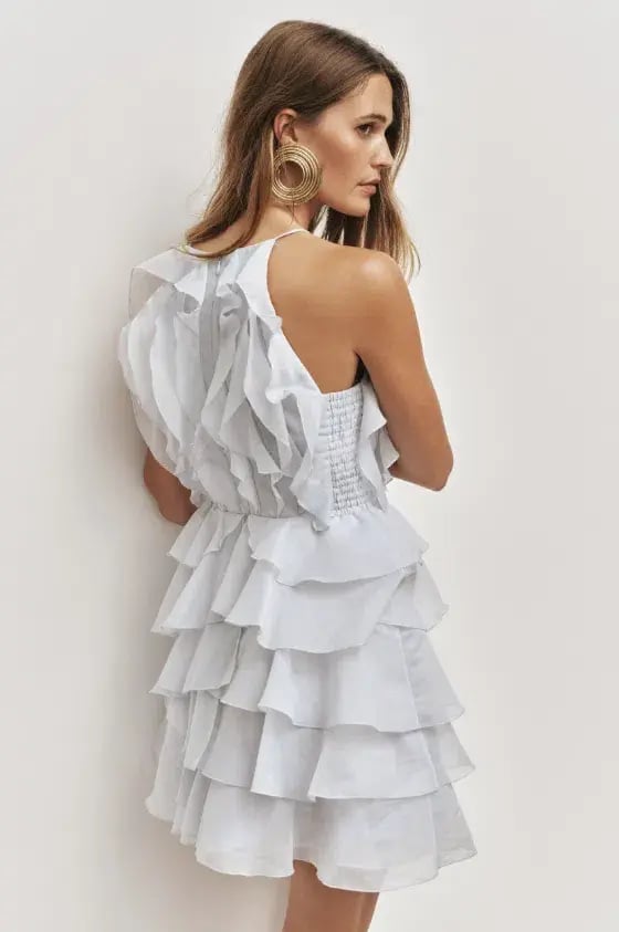 AJE Cleo Mini Dress Silver Blue Size 10 photo 2