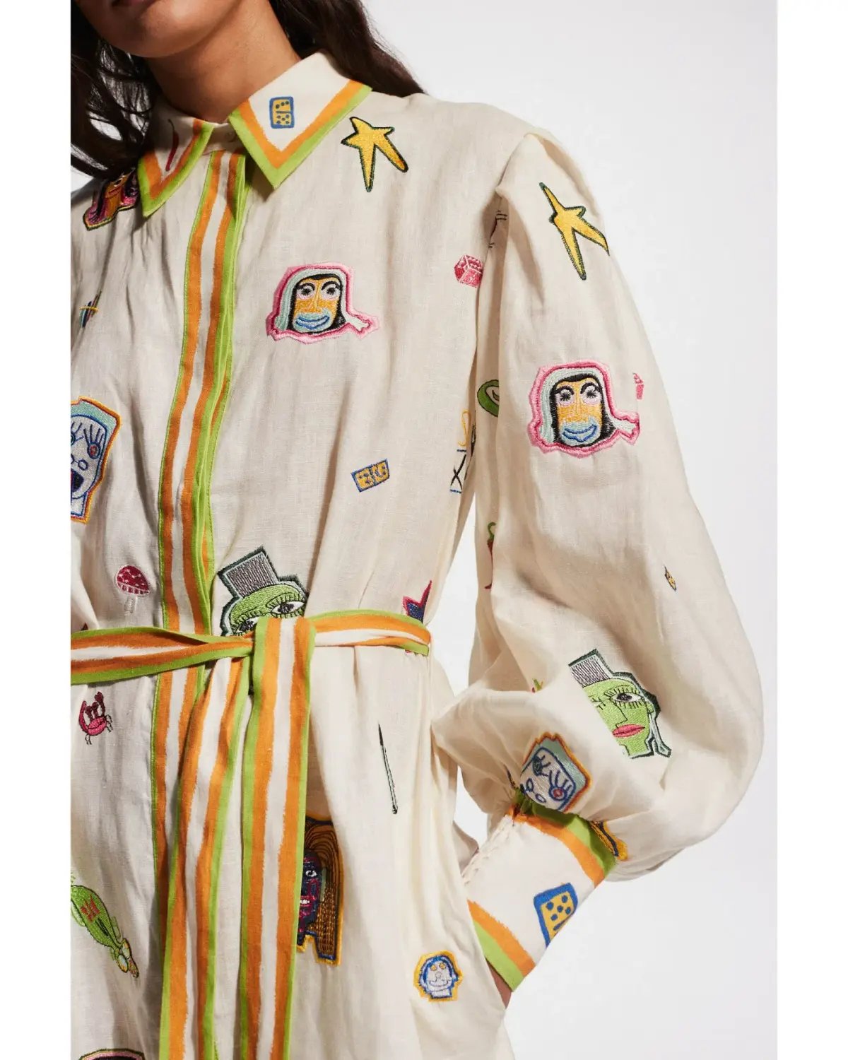 Alemais Checkers Embroidered Shirtdress Print Multi Size 14 photo 3